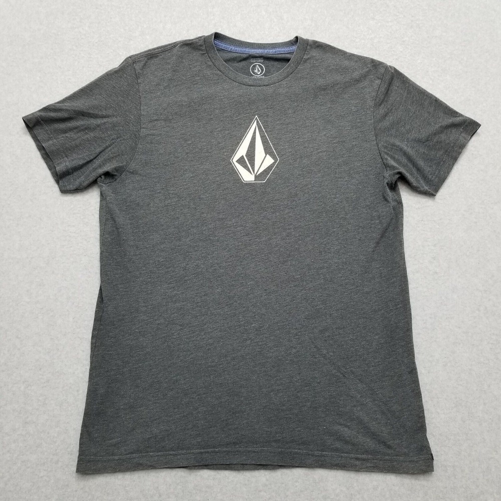 Volcom Shirt Mens Large Gray Short Sleeve Crew Neck Logo